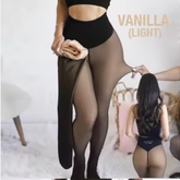 Sheer Fleece-Lined Tights for Women – Skin Tone Illusion Warm Pantyhose (Vanilla to Espresso)