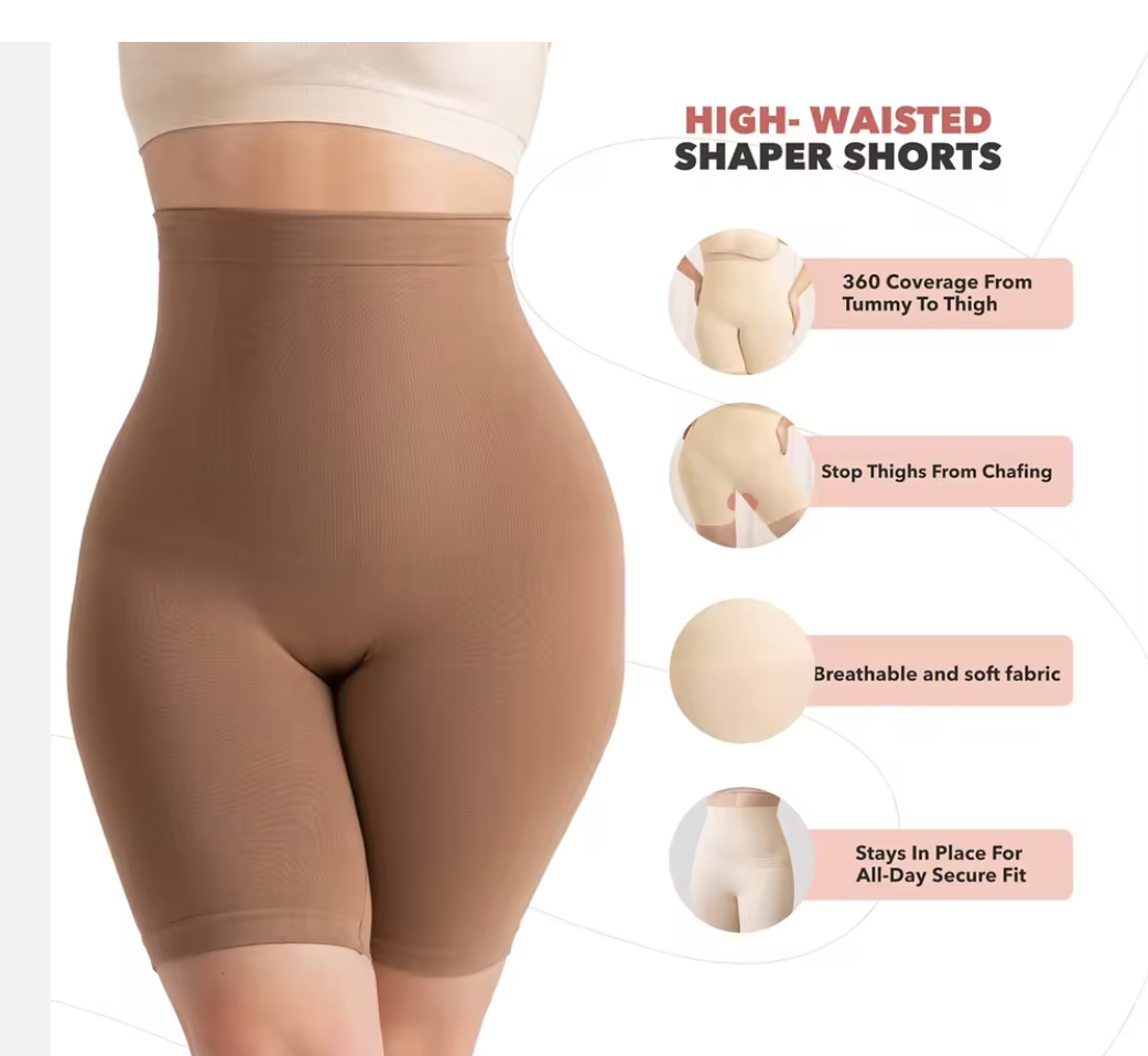 High-Waisted Seamless Shapewear Shorts – Tummy Control & Thigh Slimming