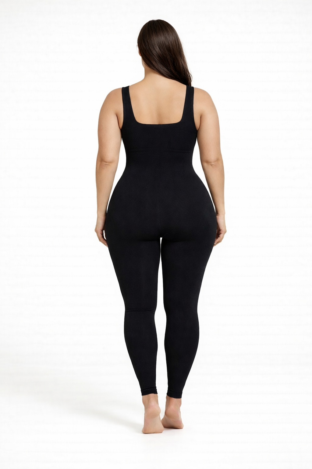 Women’s Black Seamless Ribbed Jumpsuit | Full-Length Body Shapewear Activewear Bodysuit