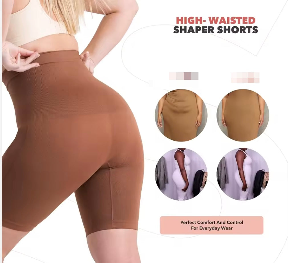 High-Waisted Seamless Shapewear Shorts – Tummy Control & Thigh Slimming